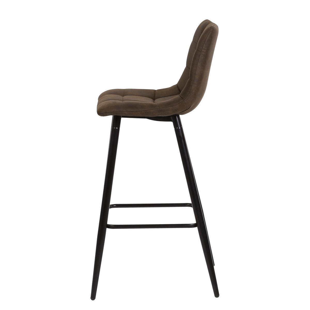 BARSTUHL - 2er-Set - Microfaser / Stahl - Schwarz - Braun, Textil/Metall (43/104/52cm) - home24