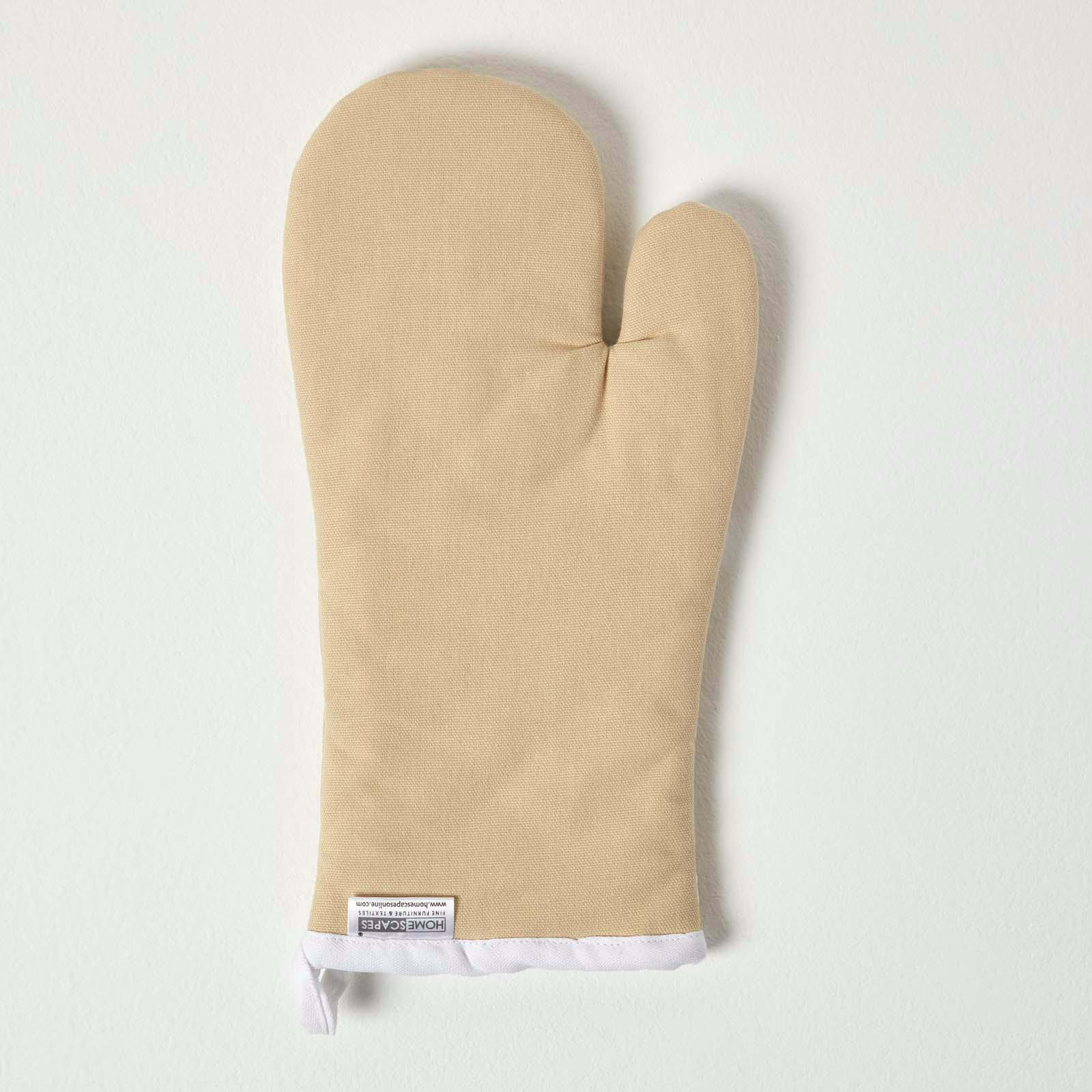 OFENHANDSCHUH Sterne 18/32 cm, Baumwolle wattiert - Beige, Textil (18/32cm) - Homescapes