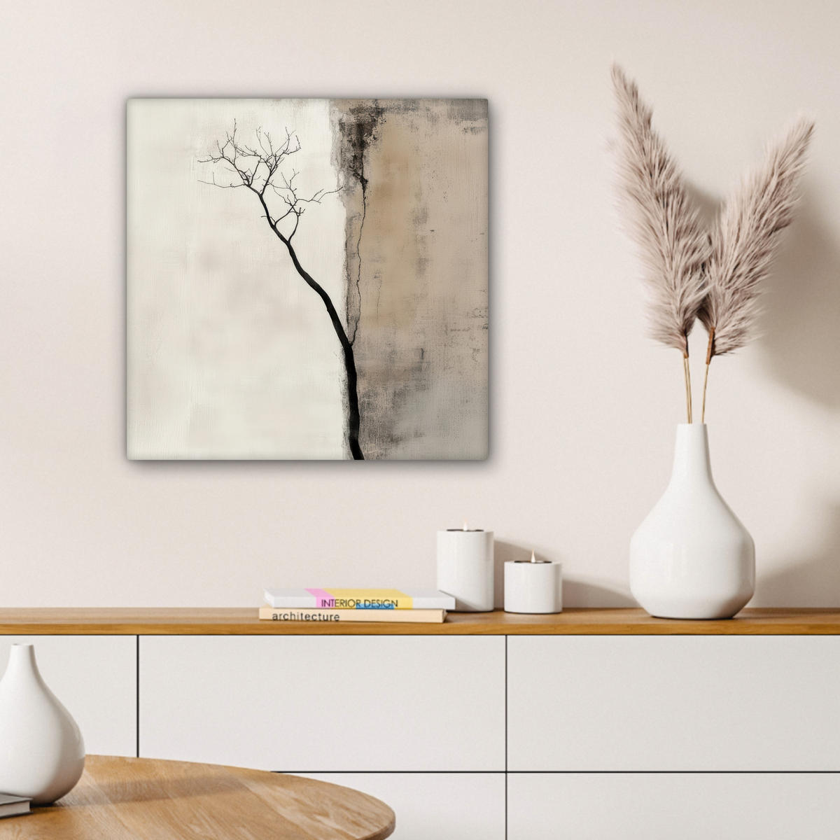 LEINWANDBILD Wabi sabi - Pflanze - Beige 50x50 cm - Taupe, Textil (50/50cm) - MuchoWow