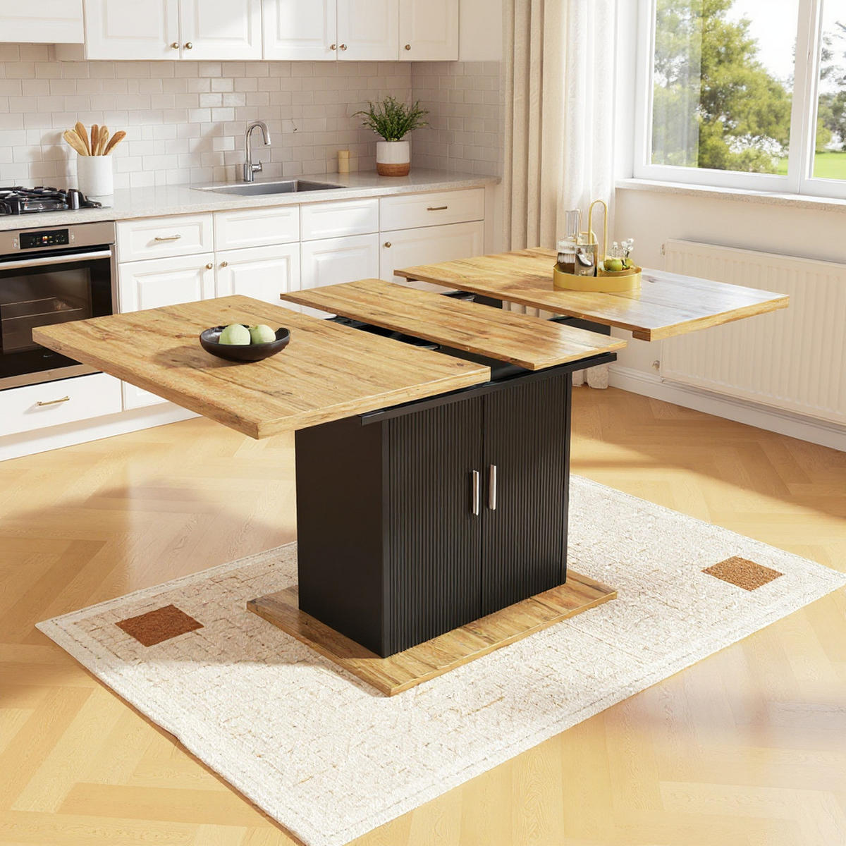 AUSZIEHBARER Esstisch mit Stauraum, für 6–8 Personen - Multicolor, Holz (140/70/76cm) - Meubles Cosy