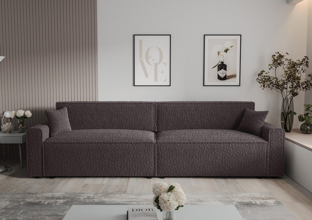 DOPPELSOFA Mira mit Schlaffunktion - Graubraun/Braun, Textil (292/90/85cm) - SIMKAM Furniture