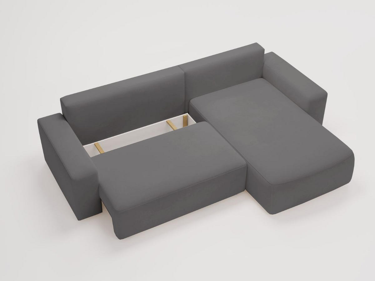 ECKSOFA Tazones Dunkelgrau Rechts - Dunkelgrau, Holz/Kunststoff (250/165cm) - Graingold
