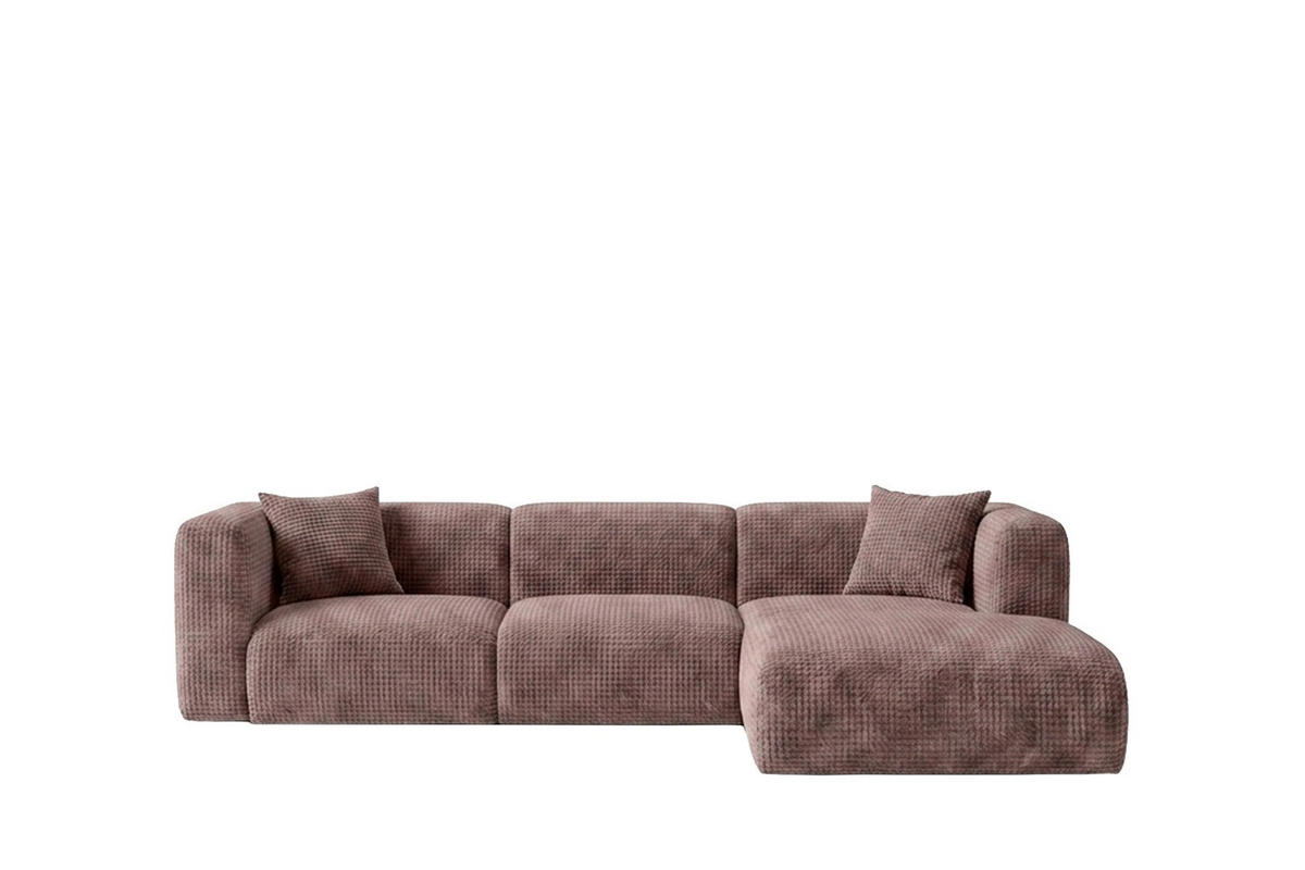ECKSOFA L-Form, Chenille-Stoff Cremona, Taupe, Rechts, GRETA - Taupe, Holz (318/179cm) - Kaiser Möbel
