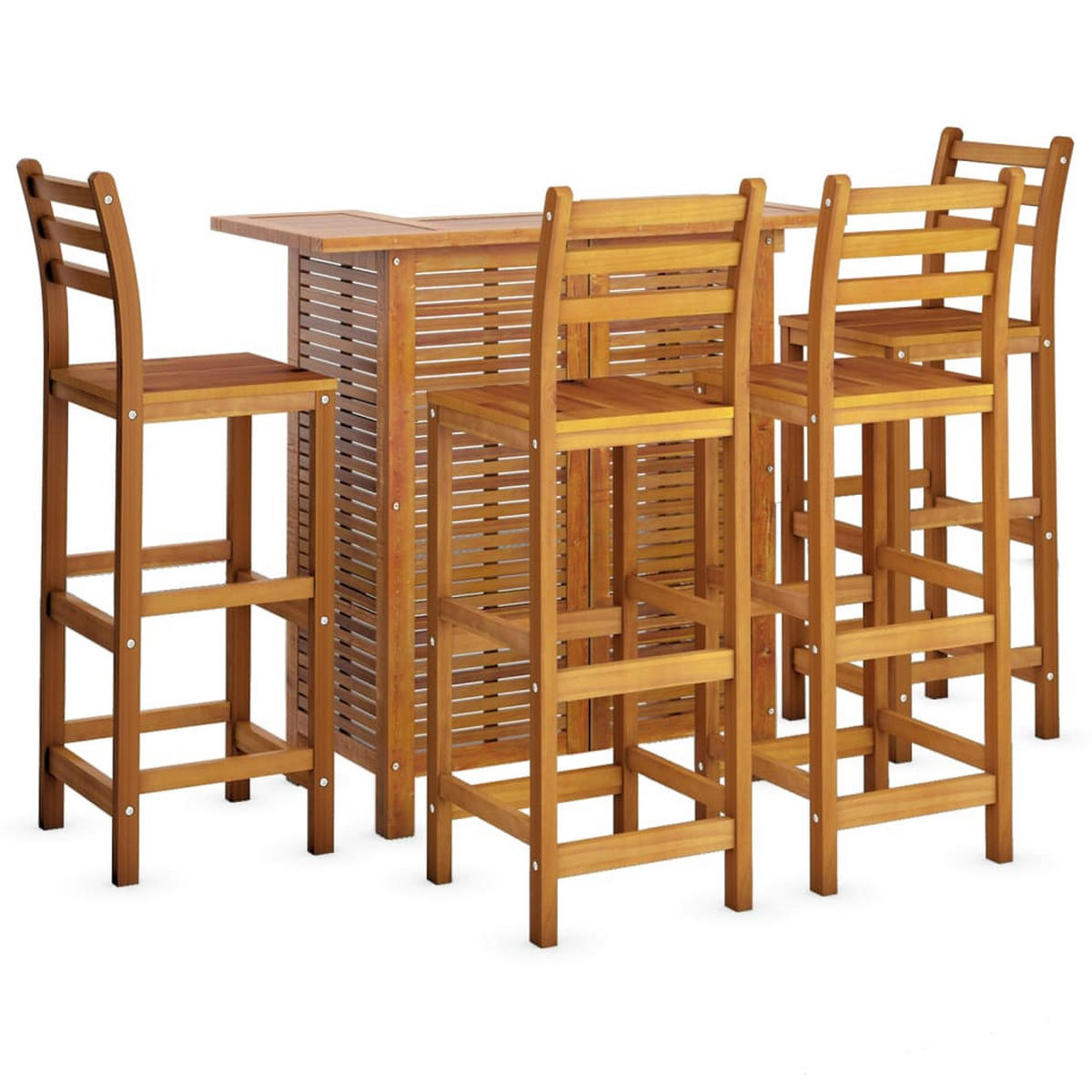 GARTENBAR-SET 5-teilig Massivholz Akazie - Braun, Holz - vidaXL