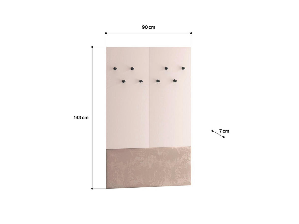 WANDGARDEROBE – VOCO 07 – 90 cm – Voco – Kaschmir / Eichefarben - Kaschmir/Eichefarben, Holzwerkstoff (90/143/6cm) - hi-markt