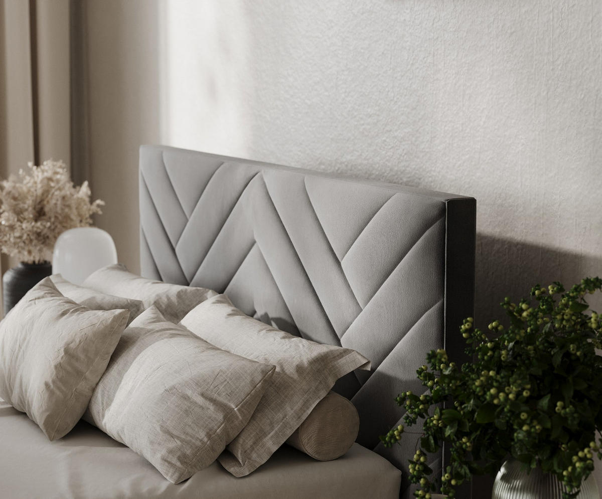 POLSTERBETT Arco 180/200 cm Grau im Kronos Stoff - Schwarz/Naturfarben, Holz/Holzwerkstoff (180/200cm) - AltaBeds