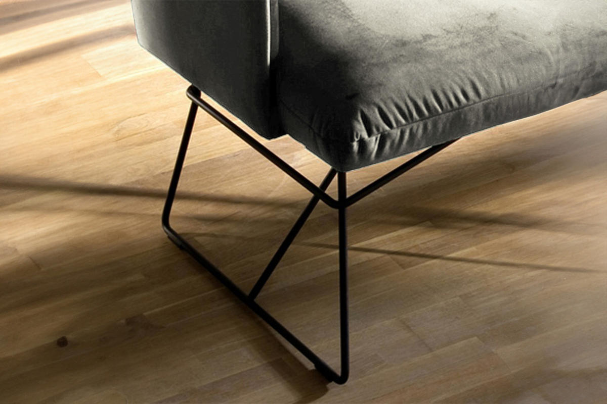 ESSZIMMERBANK CHARME Silber Velvet - Silberfarben, Textil (206/85/68cm) - KAWOLA