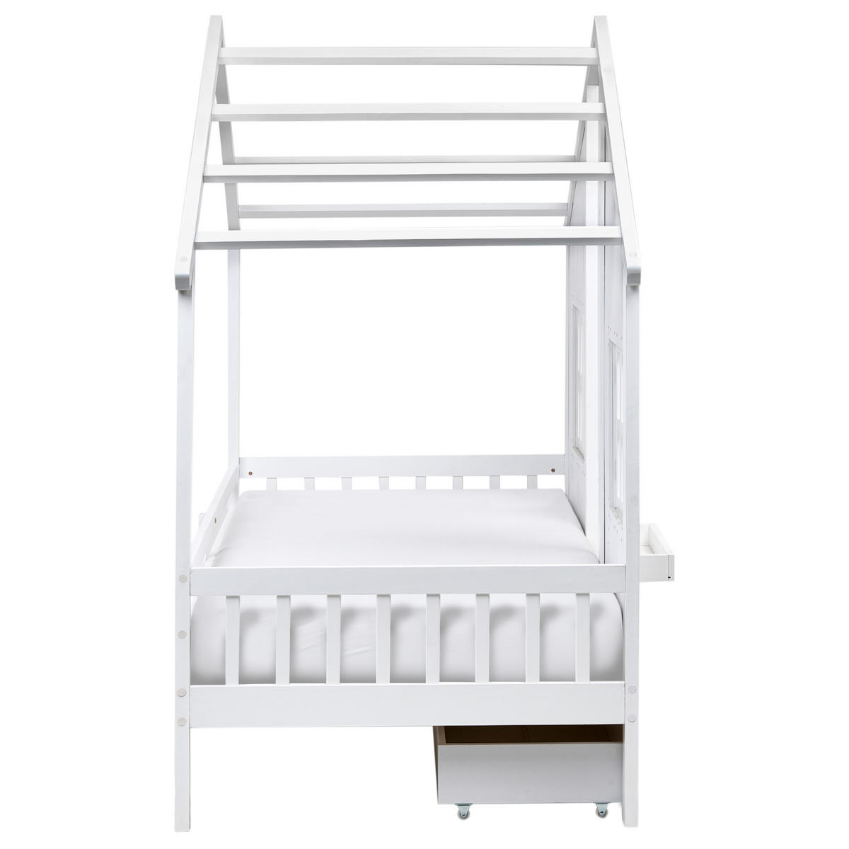 OTROŠKA POSTELJA s predali hiška borov les 90/200 cm bela Trappes - bela, les (90/200cm) - Beliani