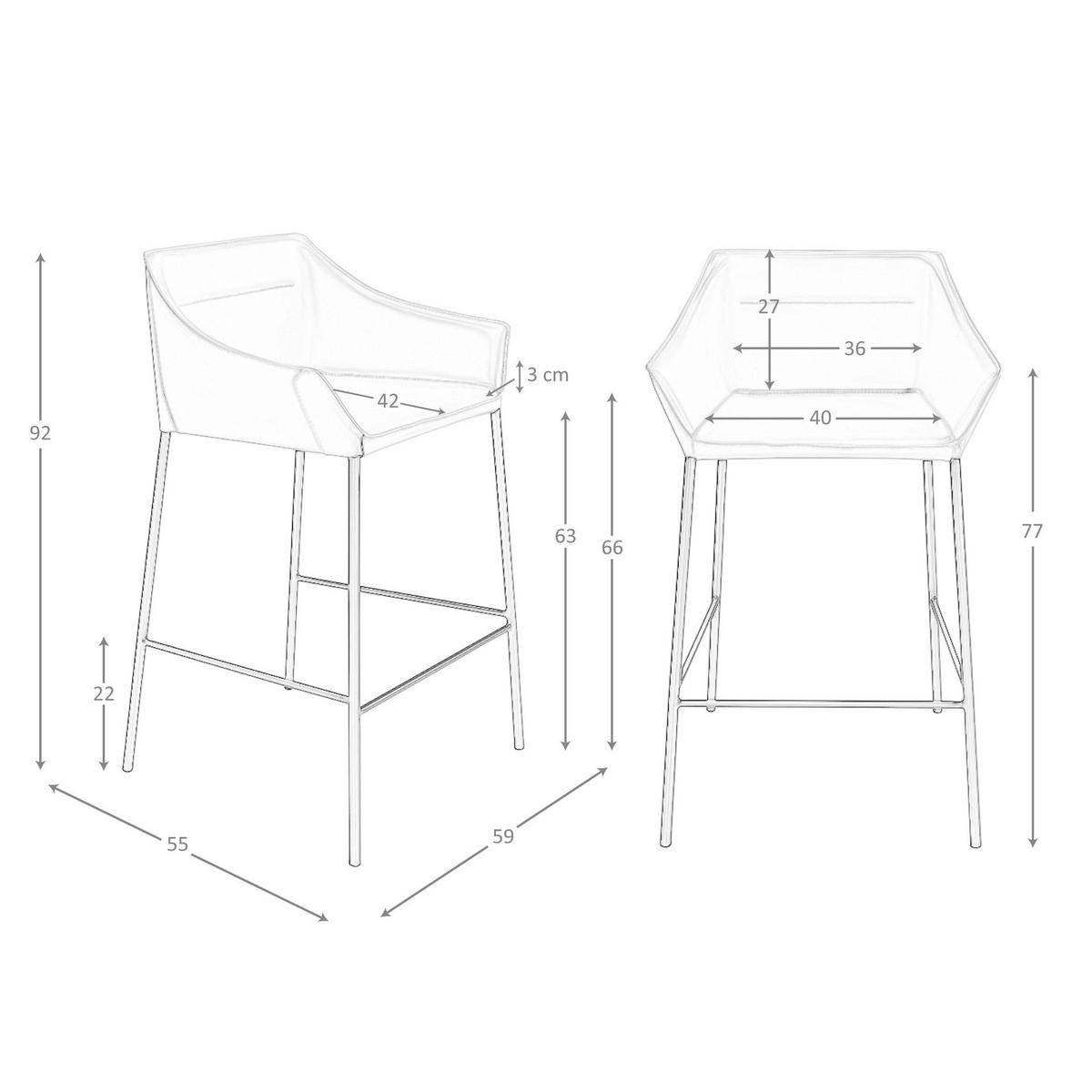 HOCKER 4145 aus braunem Kunstleder, schwarze Edelstahlfüsse - Schwarz/Braun, Leder/Textil (59/92/55cm) - ANGEL CERDA