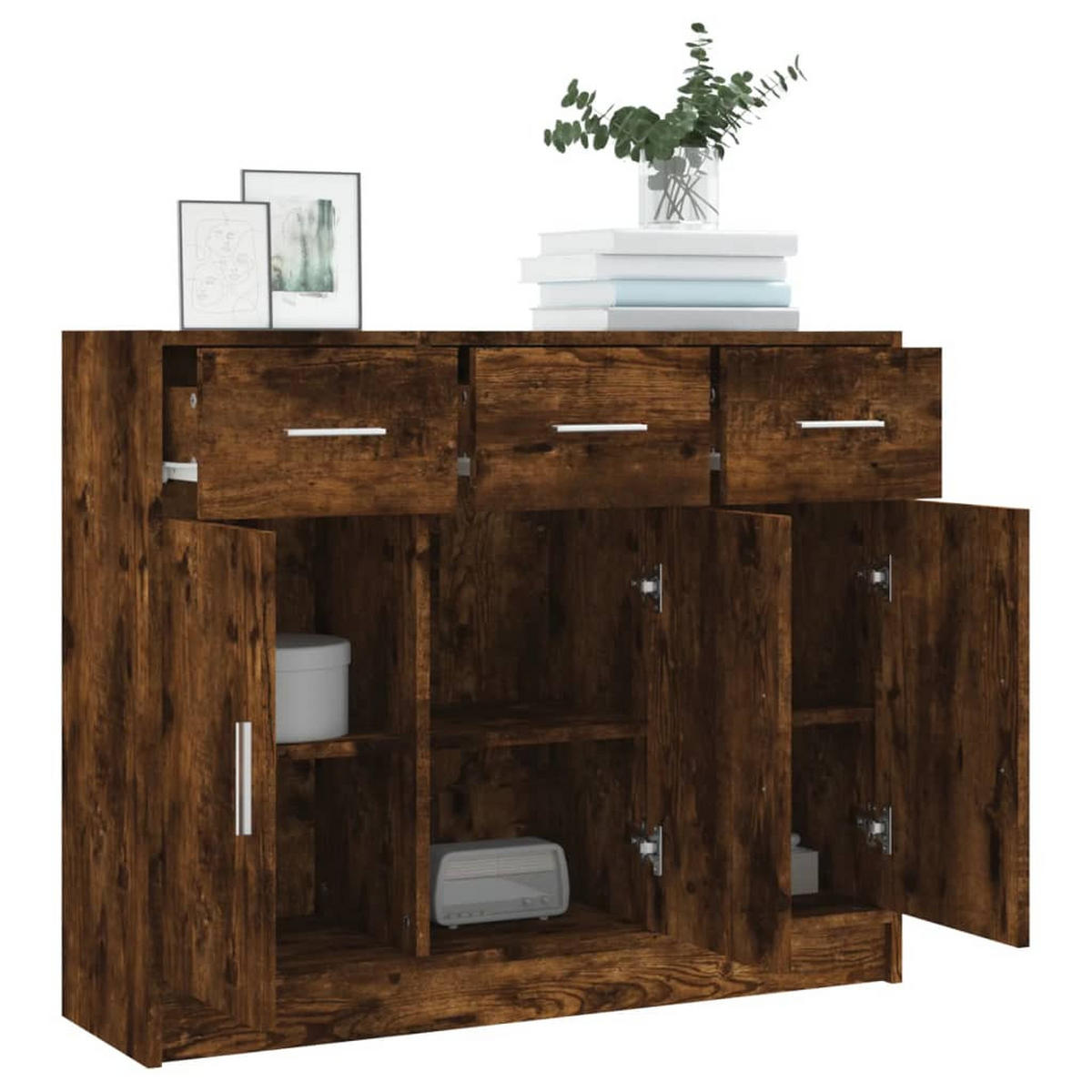 SIDEBOARD Räuchereiche 91x28x75 cm Holzwerkstoff - Braun, Holzwerkstoff (91/75/28cm) - furnicato