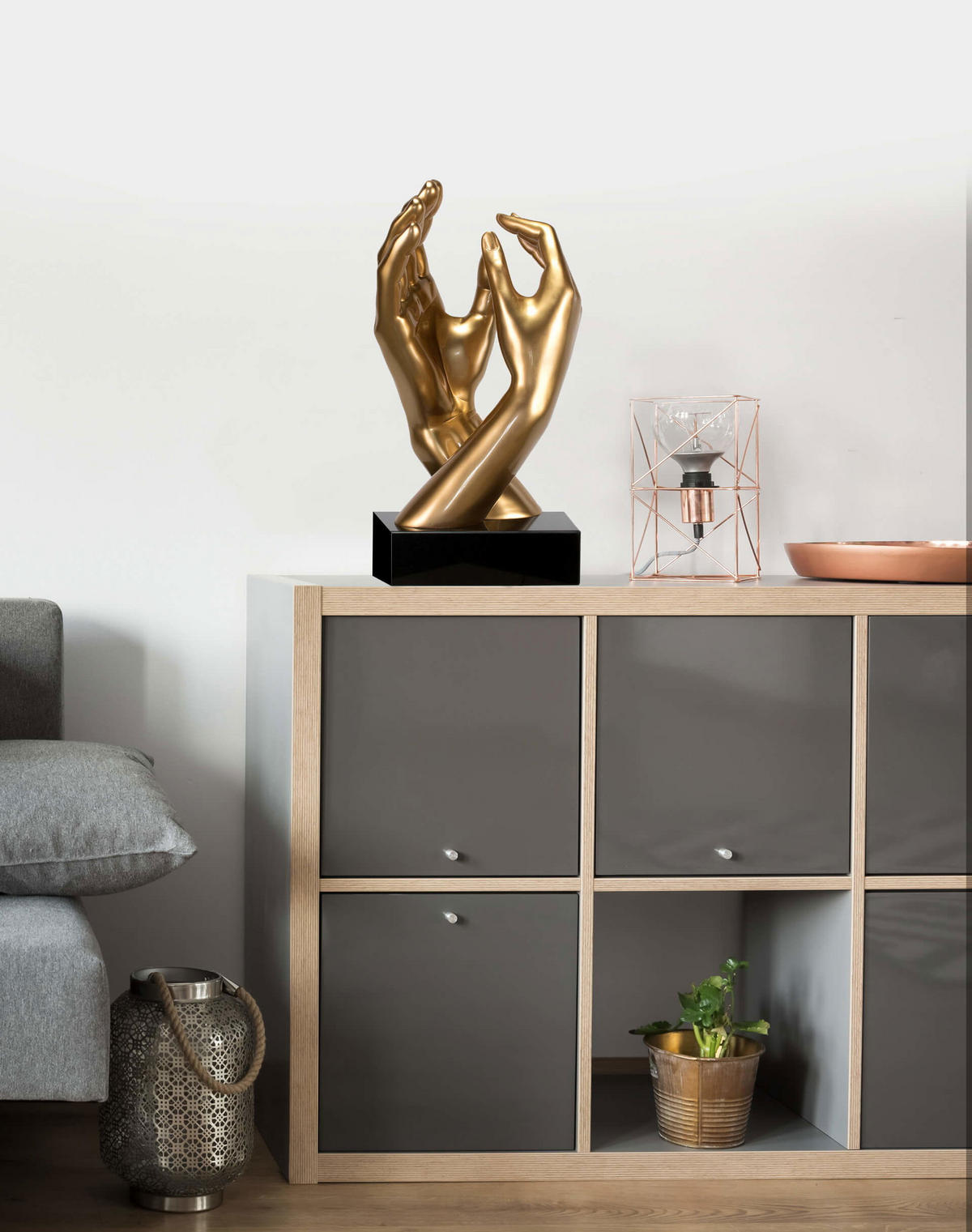 SKULPTUR Gold 21/41 cm - Goldfarben, Stein (4.85/41/21cm) - KUNSTLOFT
