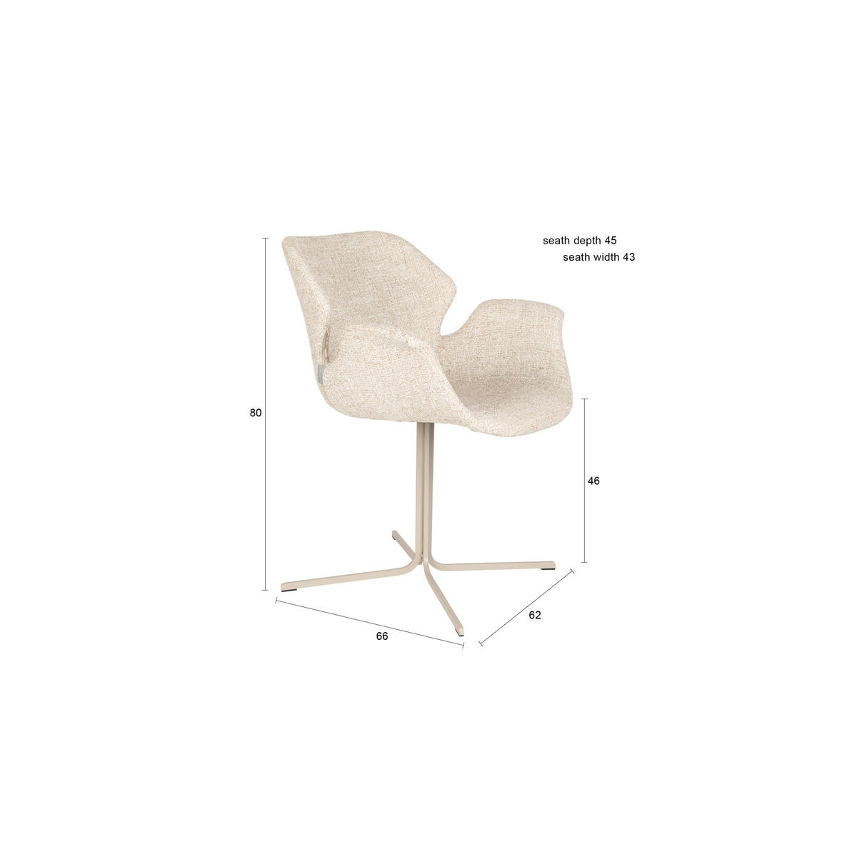 ESSZIMMERSTUHL Nikki Beige - 2 er Set - Beige, Kunststoff (66/80/62cm) - Zuiver