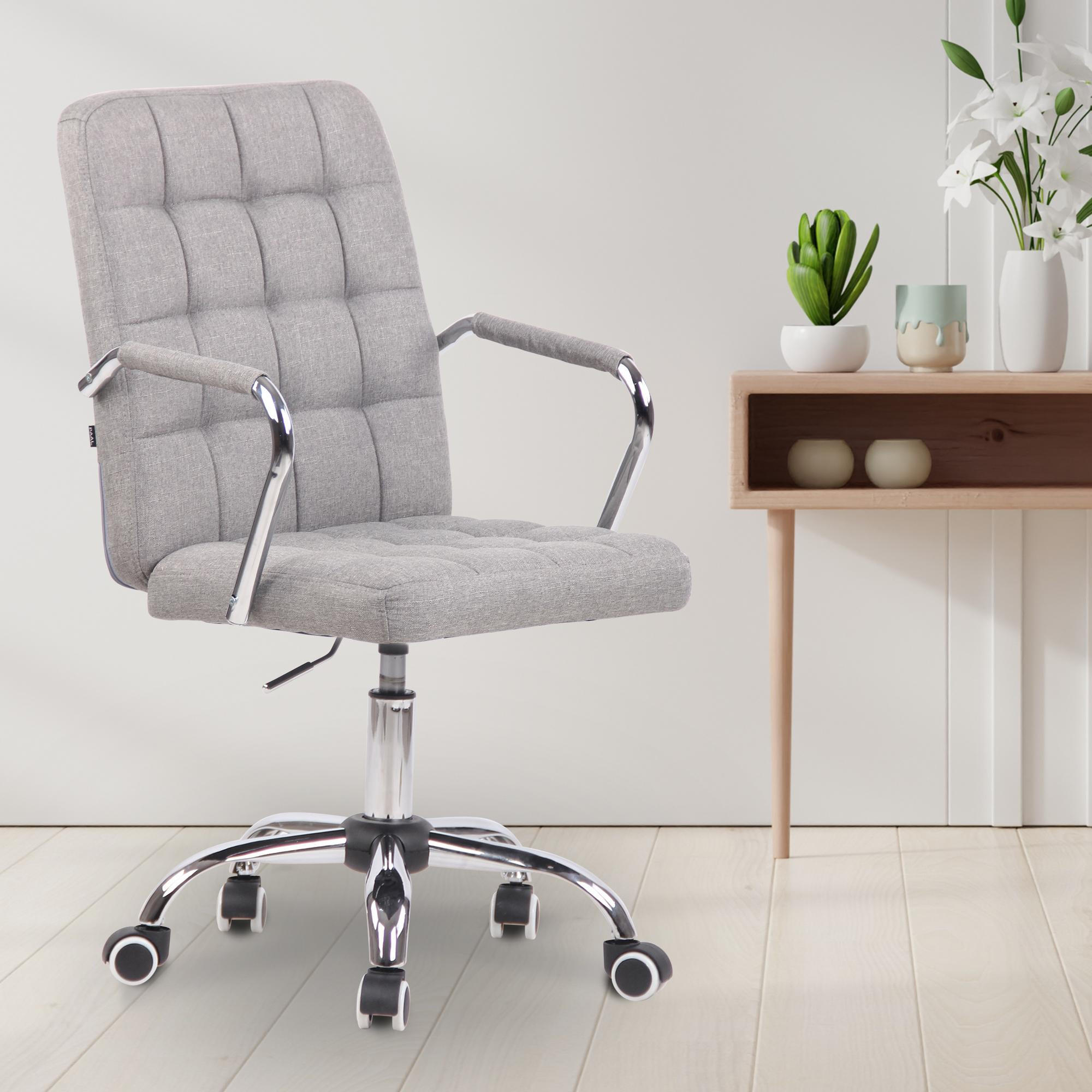 DREHSTUHL Stoff grau - Chromfarben/Grau, Textil/Metall (56/93/60cm) - CLP