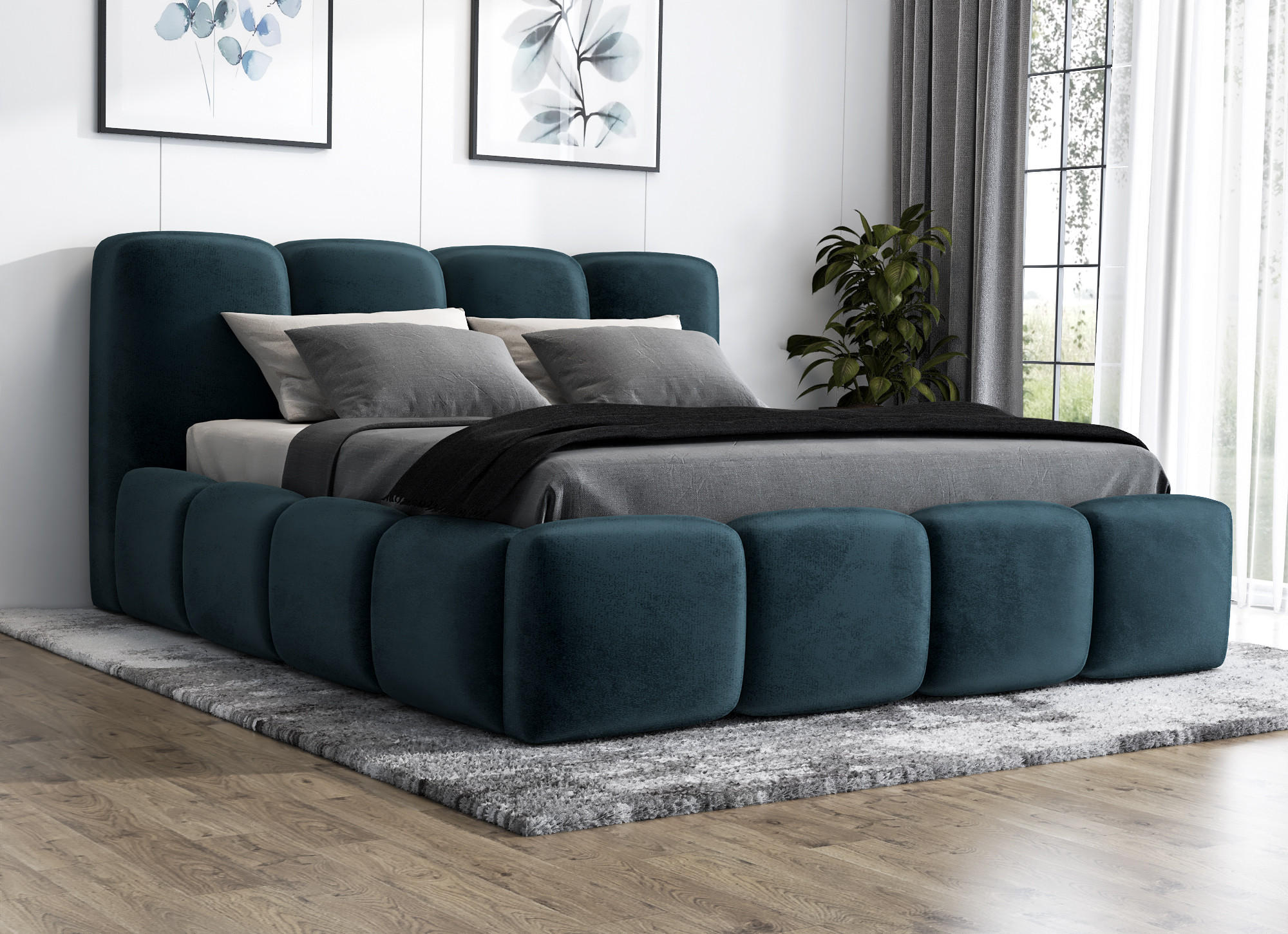 POLSTERBETT DONA 120x200 Blau - Blau, Textil (120/200cm) - A&J MöbelLand