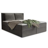 BOXBETT Egro - 160x200 - dunkelgrau (Kronos 22, Velvet) - Dunkelgrau/Schwarz, Holz/Holzwerkstoff (160/200cm) - Sofnet