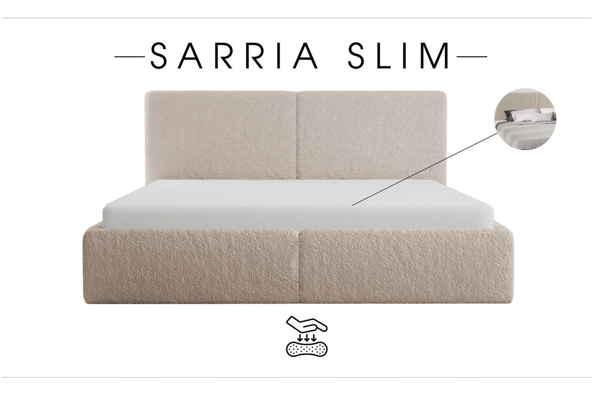 POLSTERBETT Doppelbett Sarria Slim Beige (Anthology 02) 140x200 cm - Beige, Textil (140/200cm) - Meblito