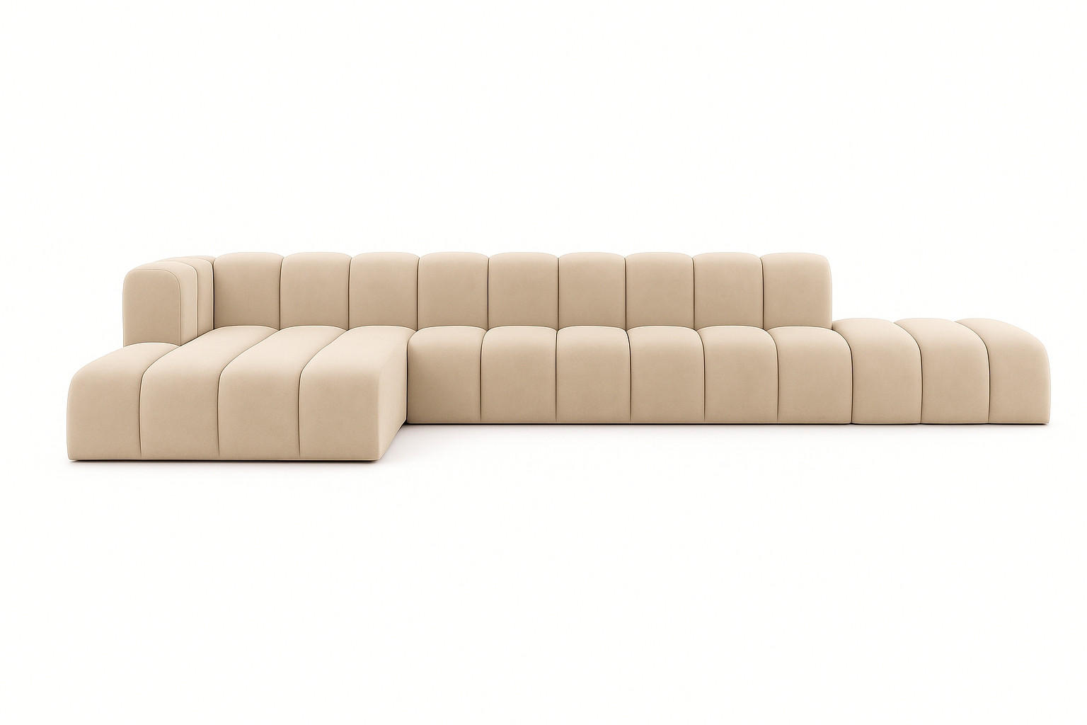 ECKSOFA Mit Hocker GRAND L, Stoff Salvador, Beige, Links - Beige, Holz (386/179cm) - Kaiser Möbel