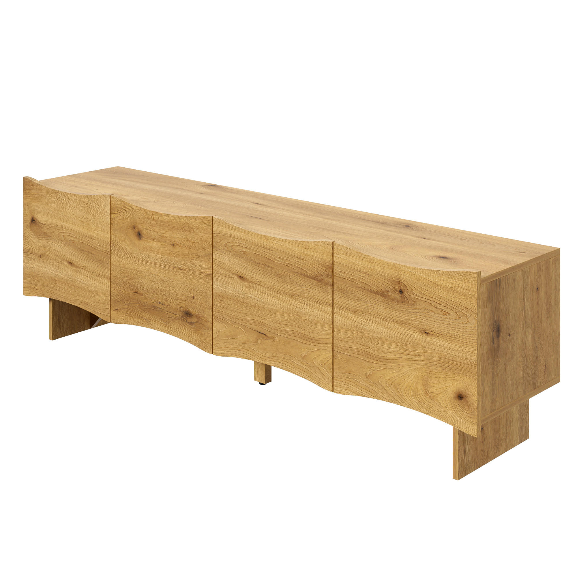 TV Lowboard 155 cm, Wellenfront, Stauraum, Holz - Braun, Holz (155/45/34cm)