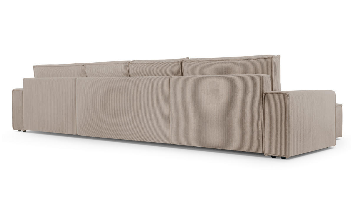 WOHNLANDSCHAFT Cedria Beige 389/145/85 cm mit Schlaffunktion - Beige/Schwarz, Kunststoff/Textil (389/85/145cm) - AX Living