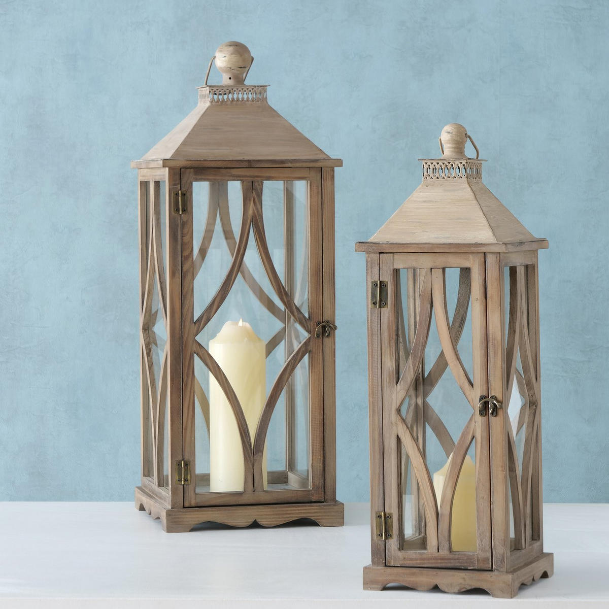HOLZLATERNE groß Karol - Braun, Holz (28/75/28cm) - Boltze Home