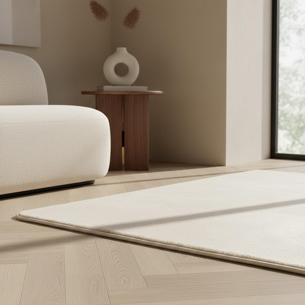 KURZFLORTEPPICH Waschbar ISAR, einfarbig, Creme, 240 x 340 cm - Beige, Textil (340/240cm) - KADIMA DESIGN