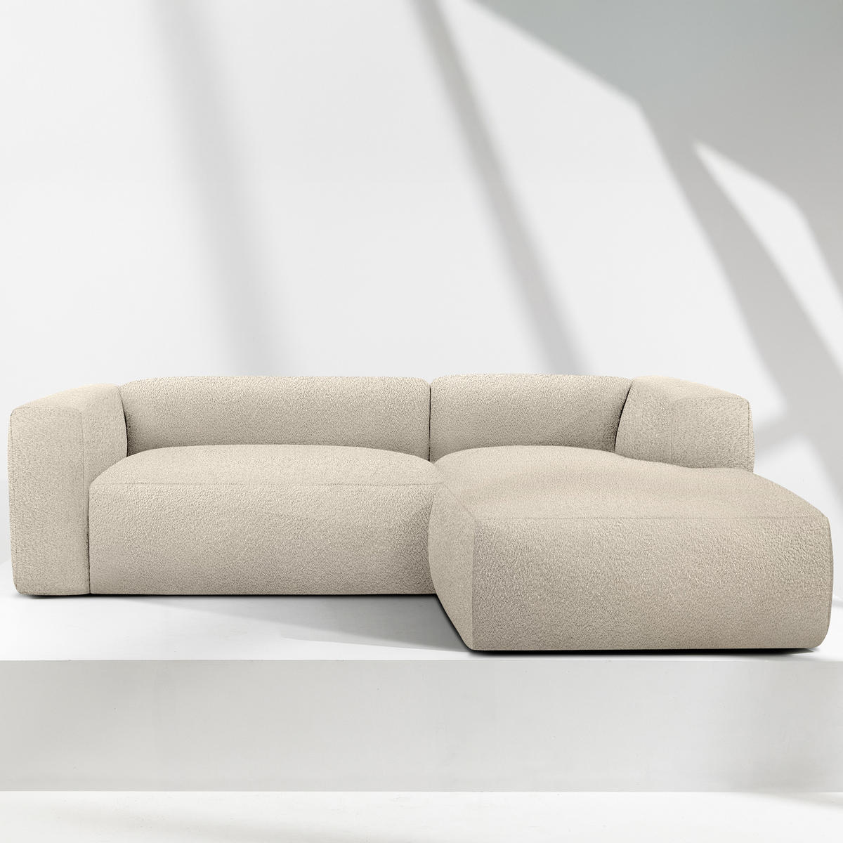 ECKSOFA RECHTS BUFFO, Hellbeige - Beige, Holz/Holzwerkstoff (225/176cm) - KONSIMO®