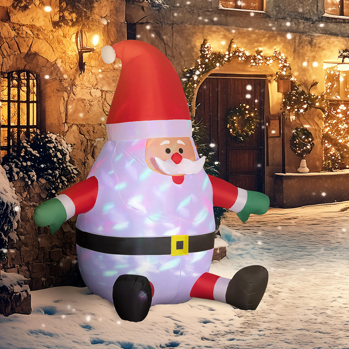 AUFBLASBAR Weihnachtsdeko - Rot, Kunststoff (125/183/184cm) - Outsunny