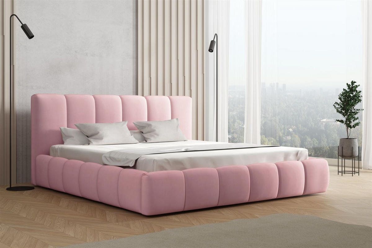 POLSTERBETT Giulia Magic Velvet - Rosa, Holzwerkstoff/Textil (140/200cm) - Fun Möbel