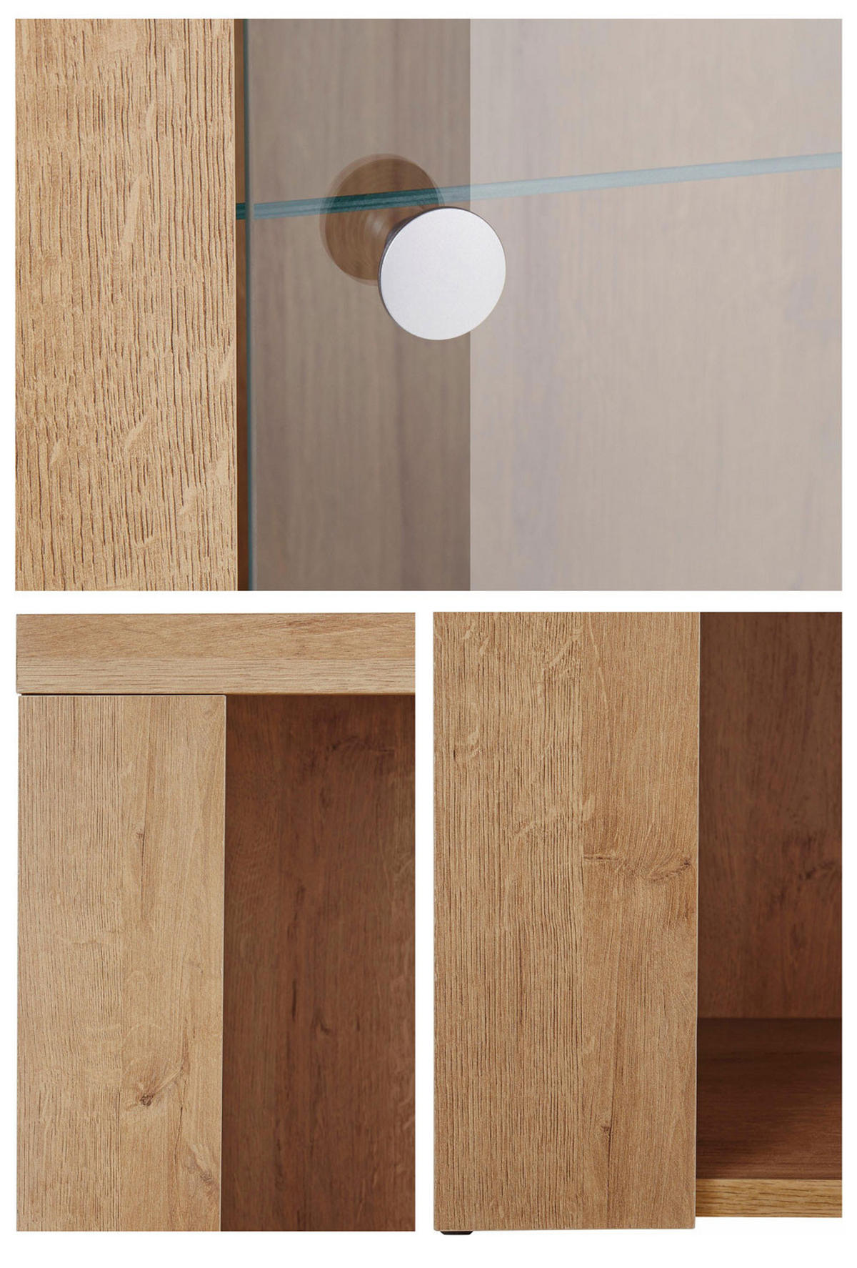VITRINE Larona Eiche Riviera 100 / 37 /145cm - Hellbraun/Eichefarben, Holz/Holzwerkstoff (100/145/37cm) - Feldmann-Wohnen