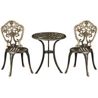 BALKONSET 3-teilig DE-14086 Imitat-Schmiedeeisen, mit Schirmhalterung Schwarz - Bronzefarben, Metall - ComfortXL