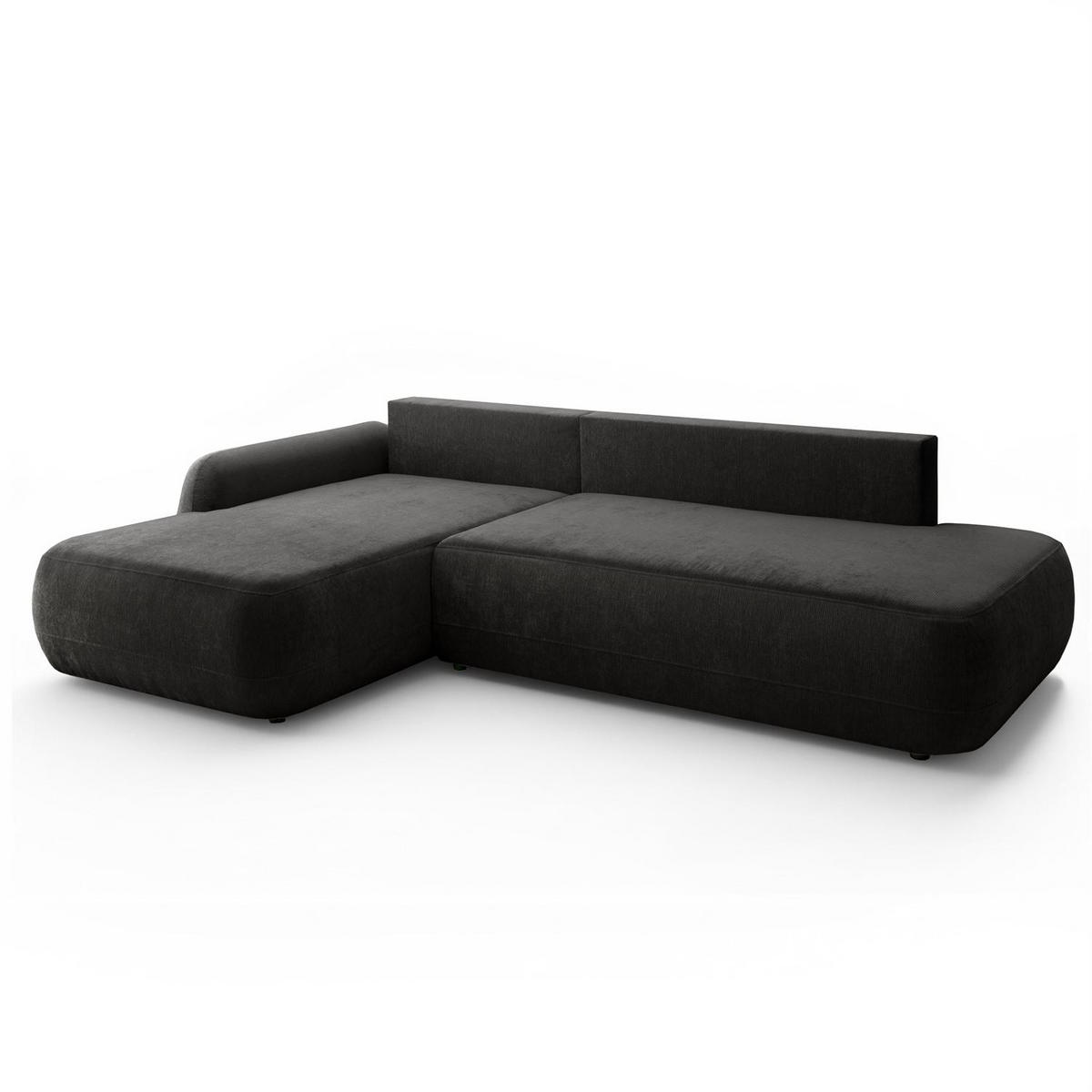 ECKSOFA GOYA mit Schlaffunktion und Bettkasten, Linke,Perfect Harmony 99 - Anthrazit, Textil (184/302cm) - Lookway