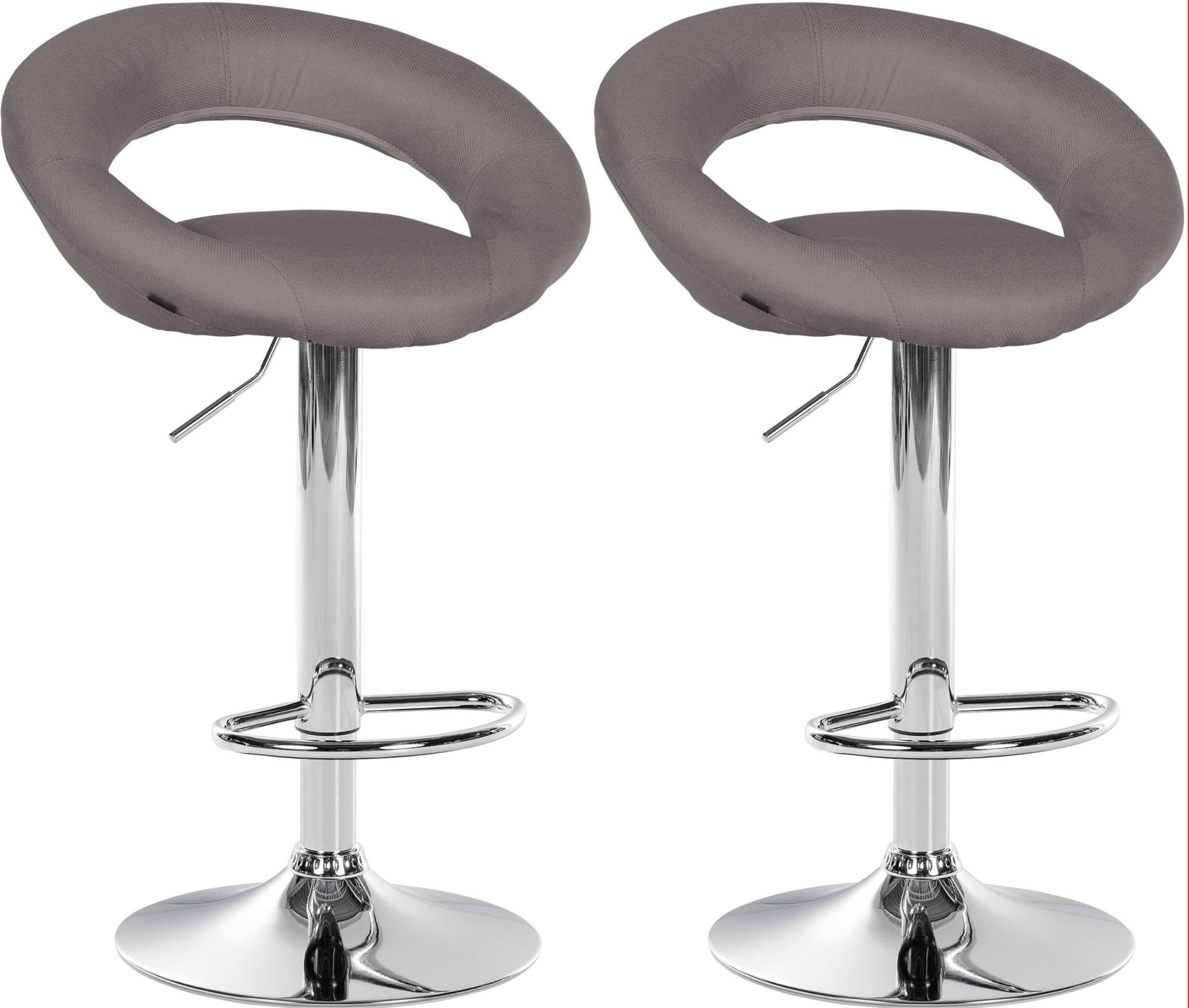 BARHOCKER 2er Set Stoff grau - Chromfarben/Grau, Textil/Metall (52/77/47cm) - CLP