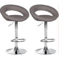 BARHOCKER 2er Set Stoff grau - Chromfarben/Grau, Textil/Metall (52/77/47cm) - CLP