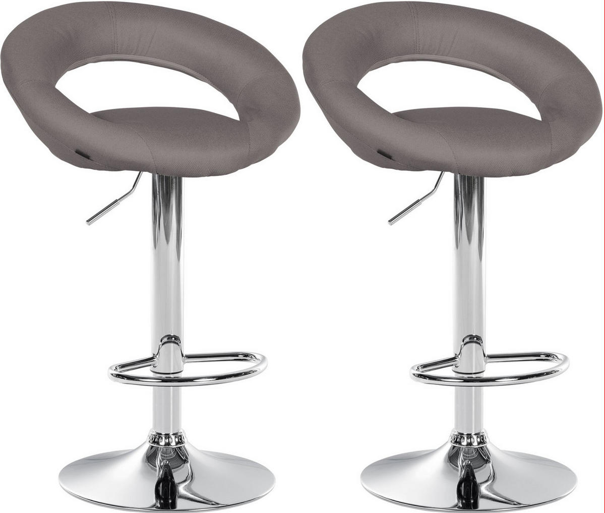 BARHOCKER 2er Set Stoff grau - Chromfarben/Grau, Textil/Metall (52/77/47cm) - CLP