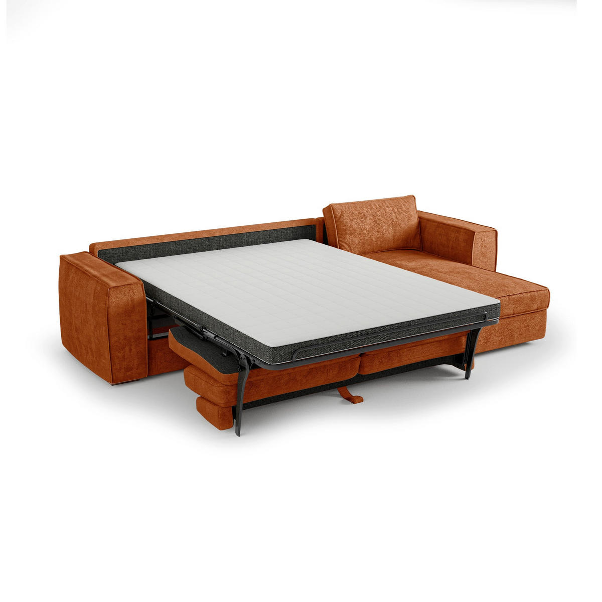 ECKSOFA rechtwinklig MIKA Kettgewebe mit weichem Griff Terrakotta 292cm - Dunkelorange/Terracotta, Textil (292/100cm) - Premium Interiors