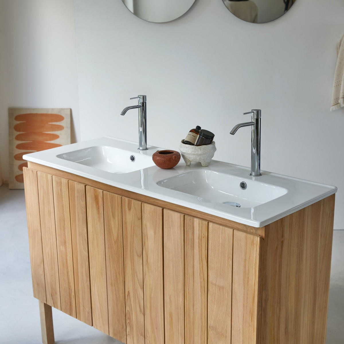 BADEZIMMERMÖBEL Jill Natur aus Teak - Naturfarben, Holz (121/90/46cm) - Tikamoon