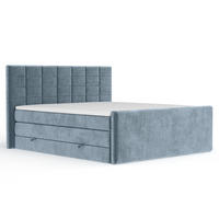 BOXSPRINGBETT Ava Blau Grau 180/200 cm - Blaugrau/Schwarz, Holz/Holzwerkstoff (180/200cm) - Maison de Reve