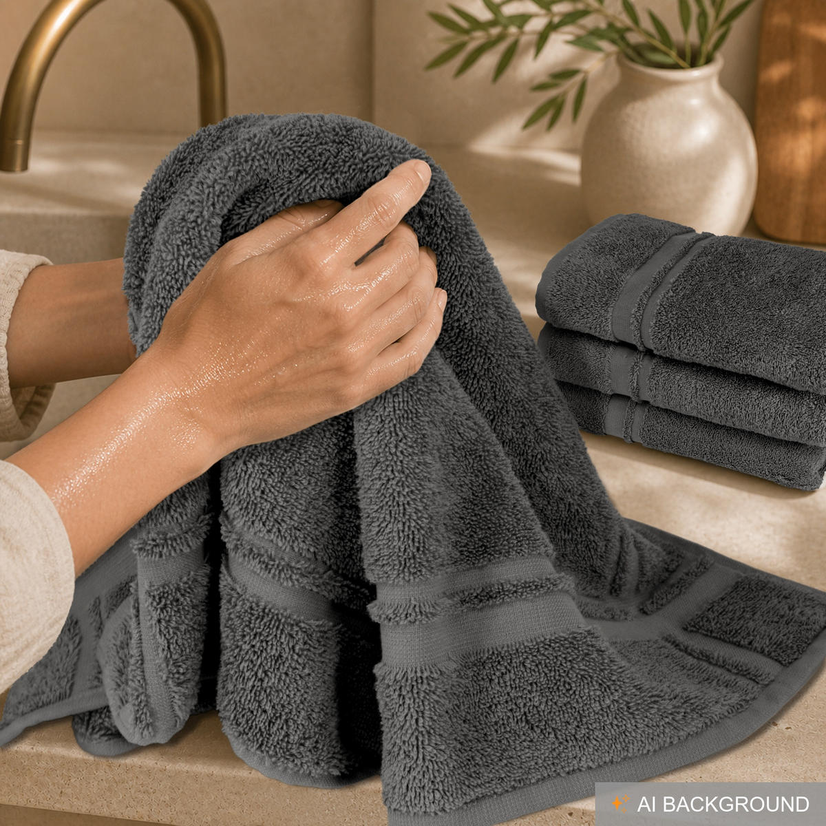 FROTTEE Küchenhandtücher 50x50 cm, 4er Set, Anthrazit Grau - Anthrazit, Textil (50/50cm) - Lashuma