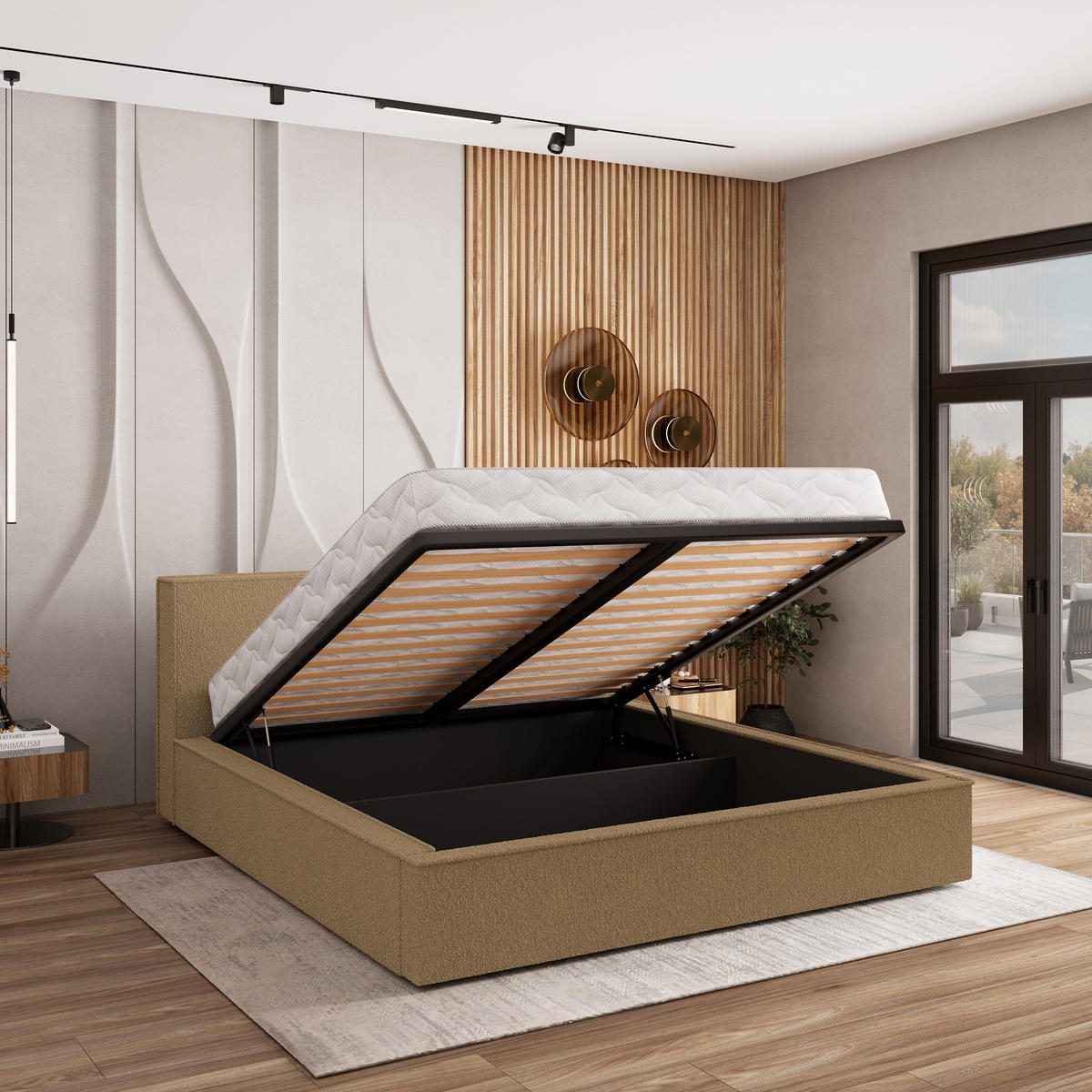 POLSTERBETT CELORA 180x200 cm mit Bettkästen - Orange - Orange, Holz (180/200cm) - MASSENO