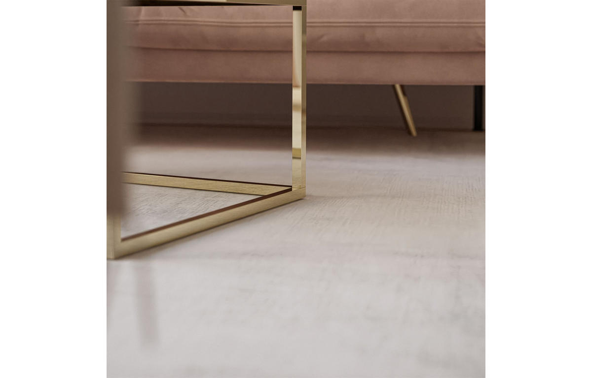 COUCHTISCH YOSHI 2in1 70/70/42 cm Gold Chrom / Schwarz Hochglanz - Schwarz, Holzwerkstoff/Metall (70/70/42cm) - Lookway