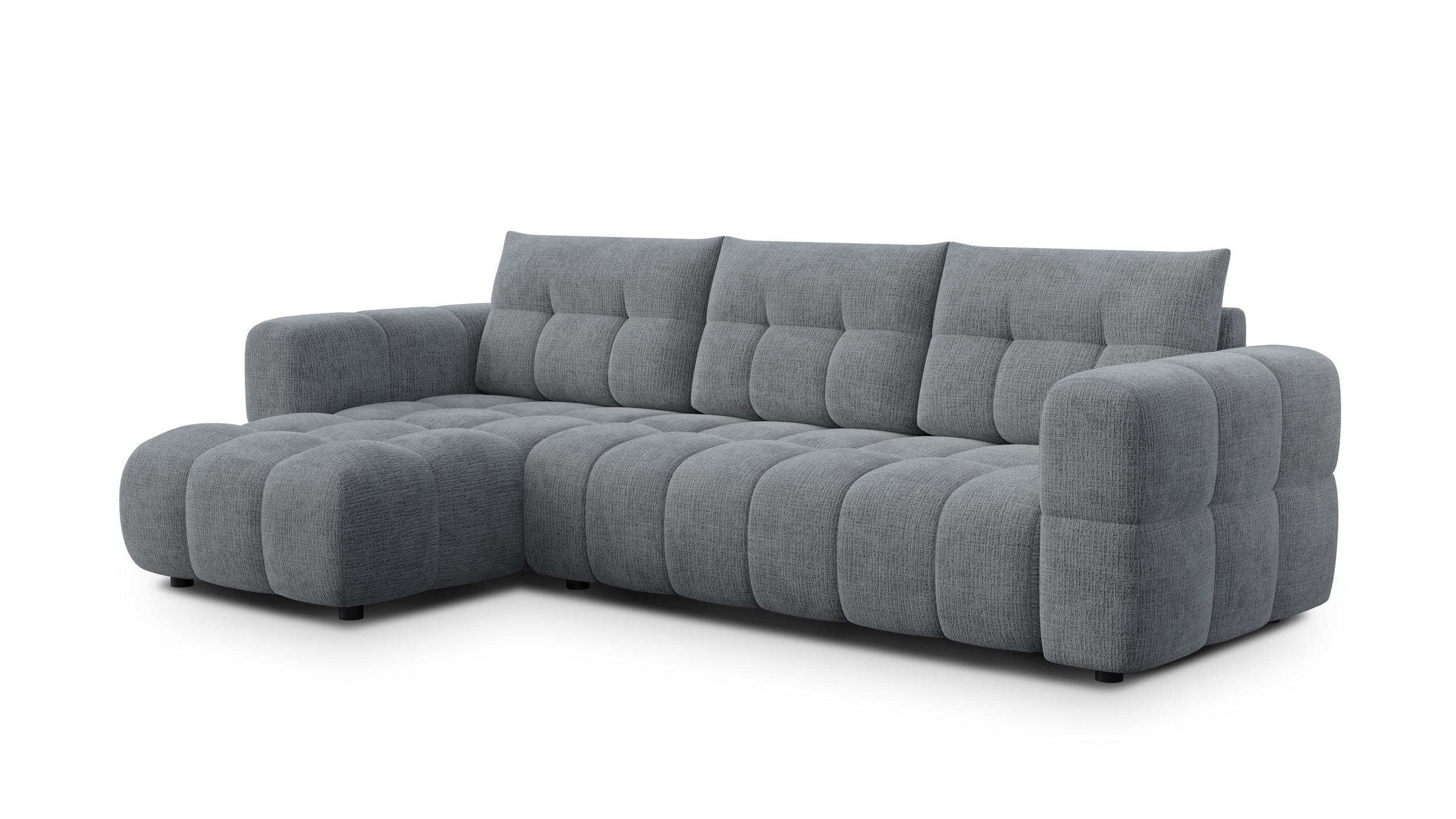 ECKSOFA CLOUDI 4-Sitzer links, dunkelgrau - Dunkelgrau/Schwarz, Holz/Textil (294/160cm) - Courtois Laville