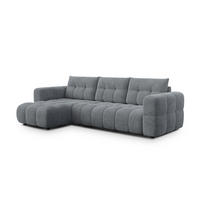 ECKSOFA CLOUDI 4-Sitzer links, dunkelgrau - Dunkelgrau/Schwarz, Holz/Textil (294/160cm) - Courtois Laville