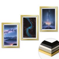WANDBILDER 3er Set - 20x30 cm Goldrahmen - Nachthimmel, Berge, Winterlandschaft - Goldfarben, Kunststoff (20/30cm) - ArtPrintCave