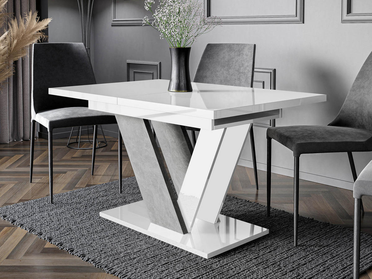 ESSTISCH ausziehbar Dubai - Weiß Hochglanz, Holzwerkstoff (80/120/76cm) - MIRJAN24