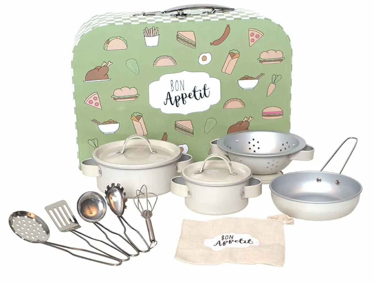 KÜCHENSPIELZEUG Jabadabado, Kinderkoffer, 13-teilig - Grün, Metall (9/20/29cm) - ich-zapfe