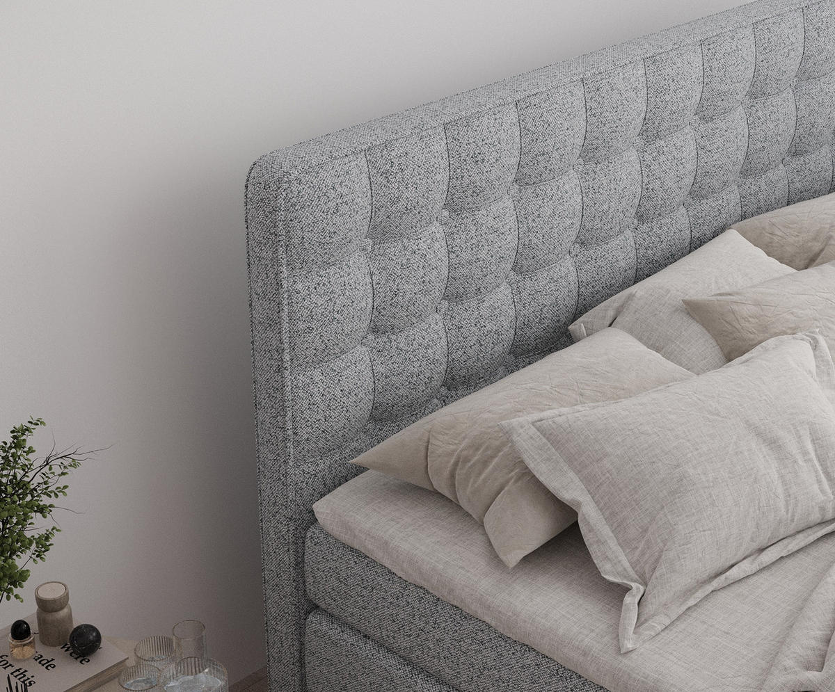 BOXSPRINGBETT Velouria Grau 200/200 cm - Schwarz/Grau, Holz/Holzwerkstoff (200/200cm) - Maison de Reve