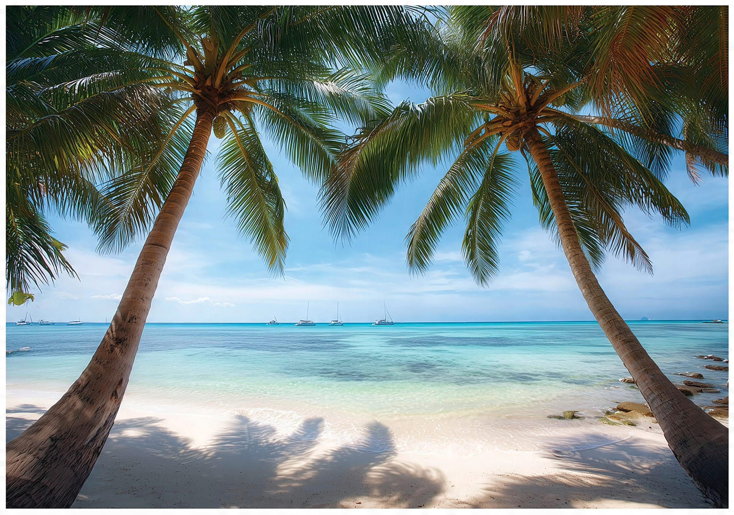 FOTOTAPETE 3D Effekt Strand Meer Hawaii Wohnzimmer 350x250 - Multicolor, Papier (350/250cm) - Wallarena