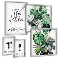 BILDER SET 5er Set - 50x50 cm & 20x30 cm & 40x60 cm Silberner Rahmen - Wasserfälle in grüner Umgebung - Silberfarben, Kunststoff (40/60cm) - TULUP