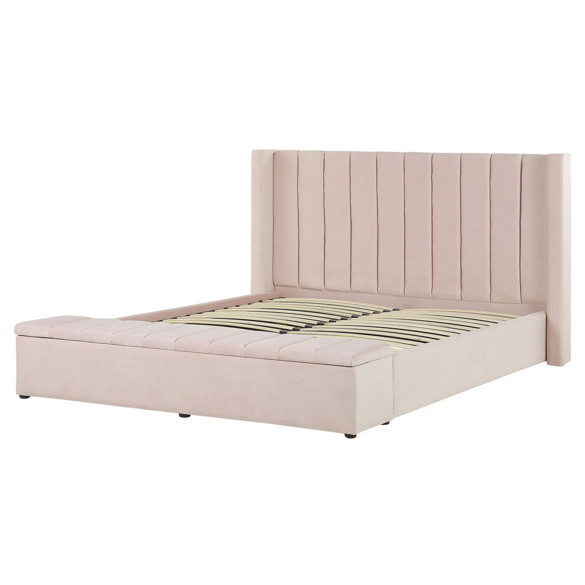 POLSTERBETT 160/200cm Pastellrosa Noyers - Pink, Textil (160/200cm) - Beliani