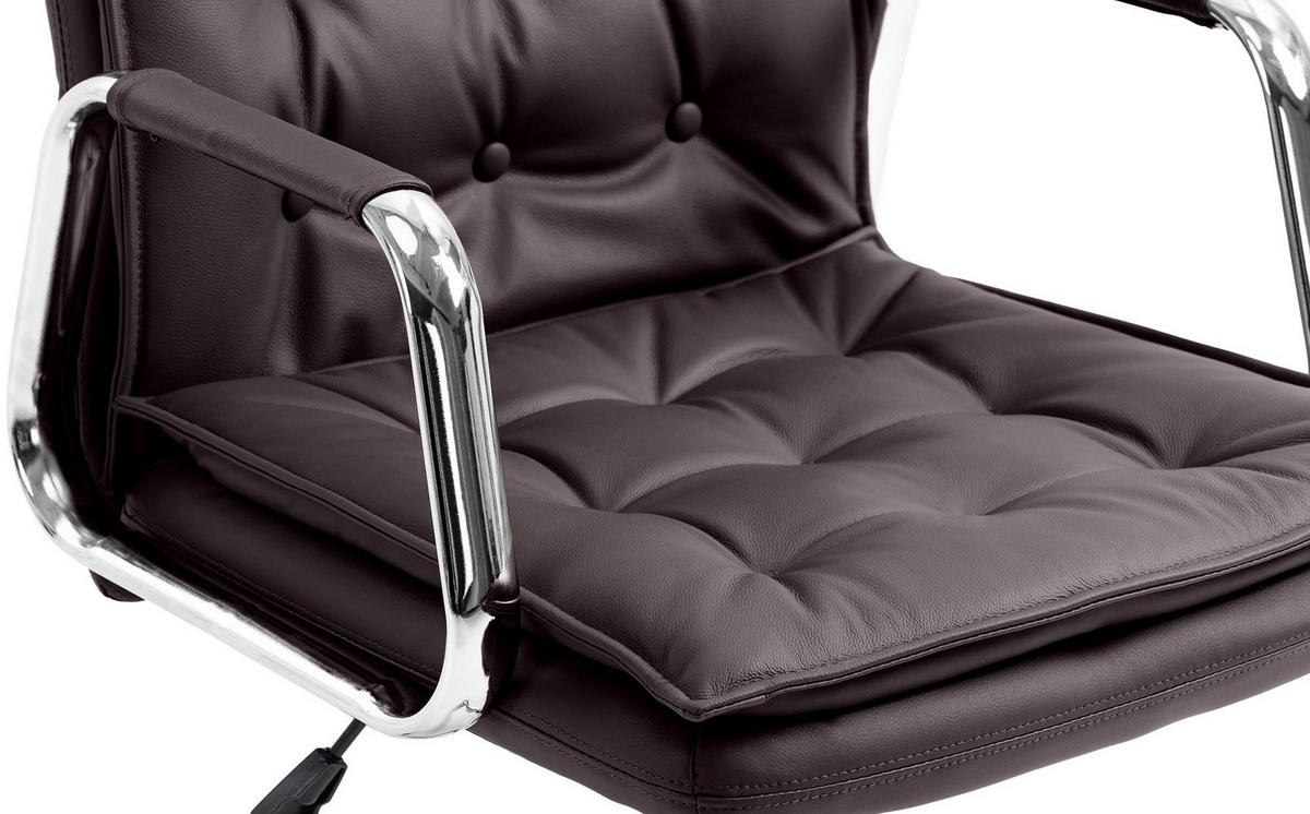 CHEFSESSEL Echtleder Braun - Chromfarben/Braun, Leder/Metall (60/111/65cm) - CLP